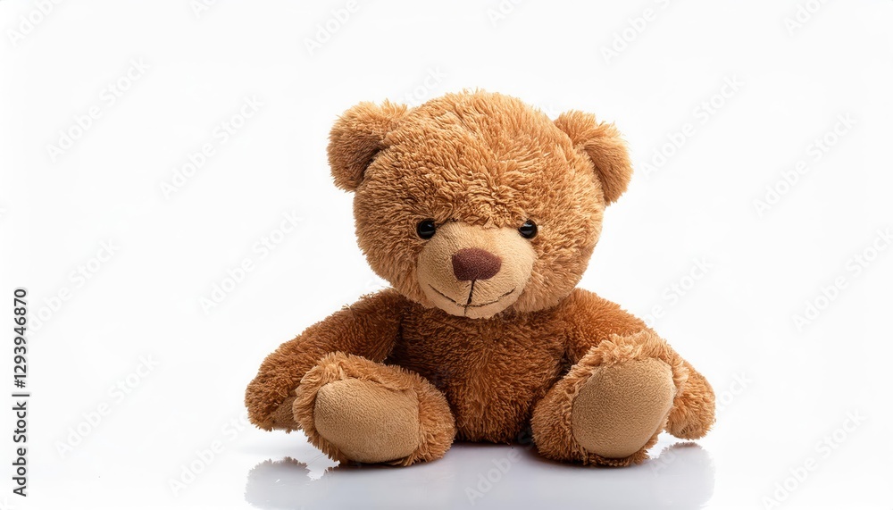 Adorable Plush Teddy Bear Strikingly Set Against a Pristine White Backdrop, Radiating Warmth and Childlike Whimsy in this Vibrant Image. Adorable Plush Teddy Bear Strikingly Set Against a Pristine White Backdrop, Radiating Warmth and Childlike Whimsy in this Vibrant Image.
