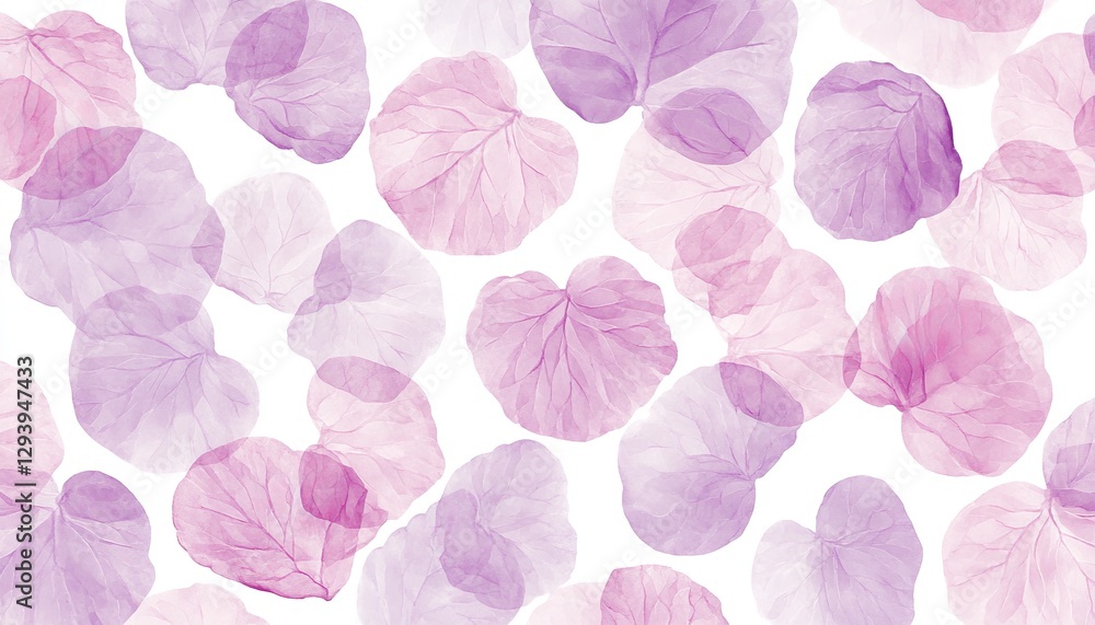 Delicate Lilac Petals on White, Minimal Floral Background, Pastel Watercolor, Airy And Light Delicate Lilac Petals on White, Minimal Floral Background, Pastel Watercolor, Airy And Light