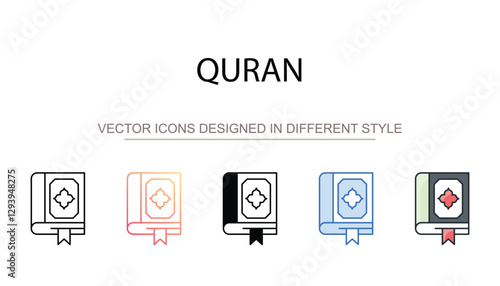 Quran icon design with white background stock illustration