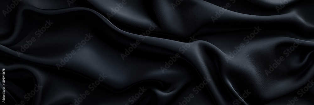 Fototapeta premium Luxury Black Silk Fabric Flowing Gracefully