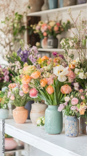 Wallpaper Mural Spring Floral Arrangement in Vases - A Beautiful Display Torontodigital.ca