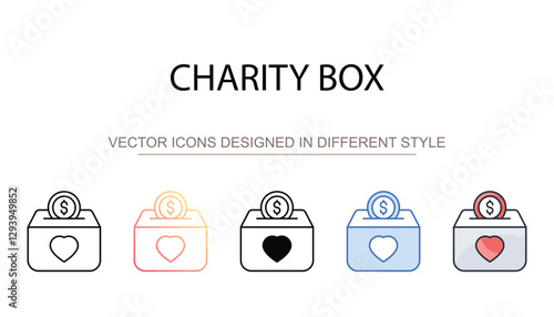 Charity box icon design with white background stock illustration