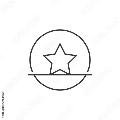This icon features a star centered within a circle intersected horizontally by a line. The minimalist design makes it suitable for digital interfaces, representing favorites or featured items
