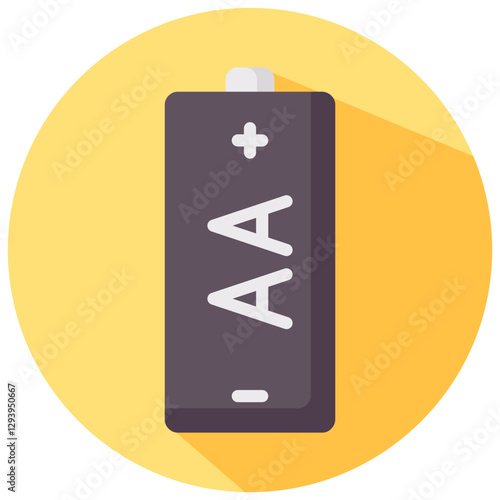 aa battery vector round flat icon