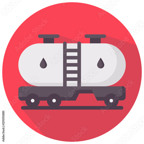 oil tanker vector round flat icon