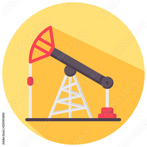 oil pump vector round flat icon