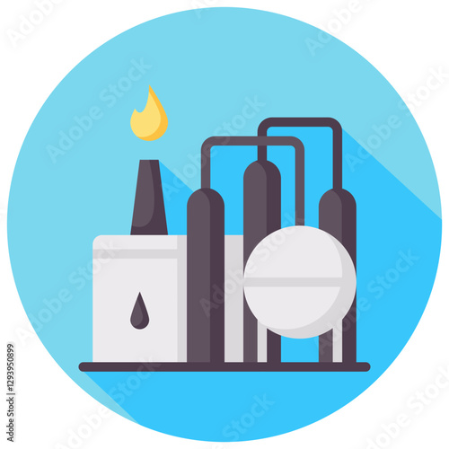 petrol factory vector round flat icon