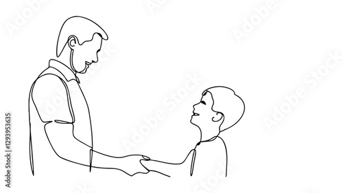 Father Son Bonding A SingleLine Drawing of Love and Care