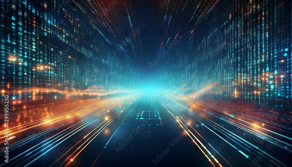 futuristic digital data stream with glowing binary code and cyber technology background futuristic digital data stream with glowing binary code and cyber technology background