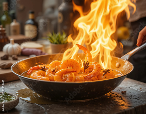 Flambé & Flavorful: Pastis-Flambéed Prawns