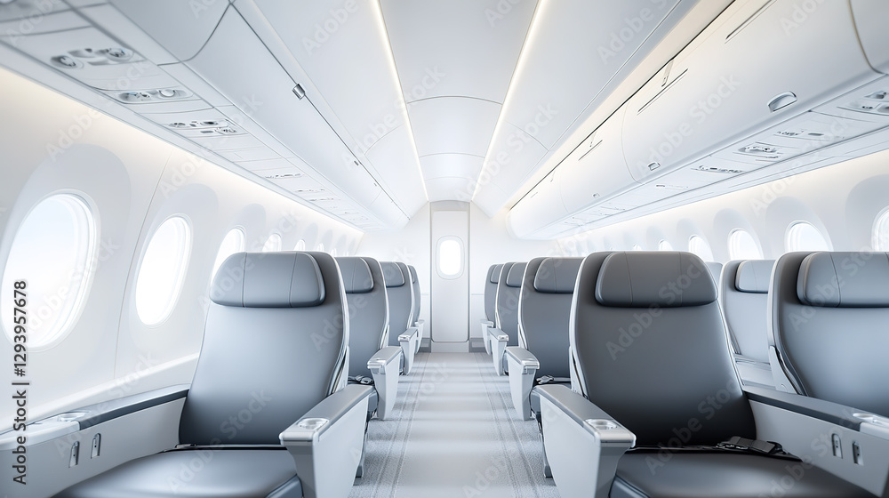 Obraz premium A row of seats inside a civil airliner
