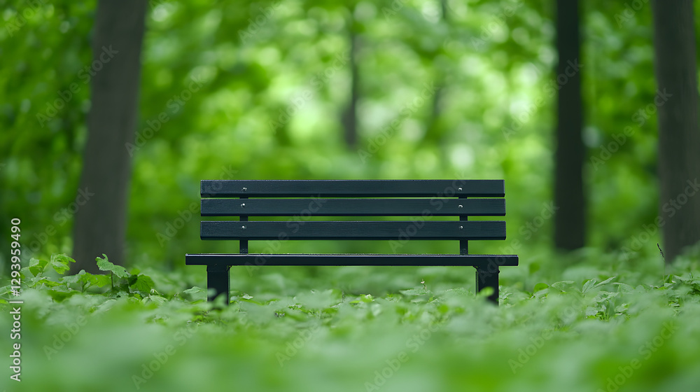 Park Bench Surrounded by Lush Greenery in a Centered Composition
Park Bench Surrounded by Lush Greenery in a Centered Composition