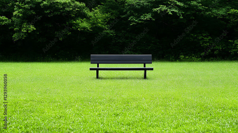 Park Bench Surrounded by Lush Greenery in a Centered Composition
Park Bench Surrounded by Lush Greenery in a Centered Composition