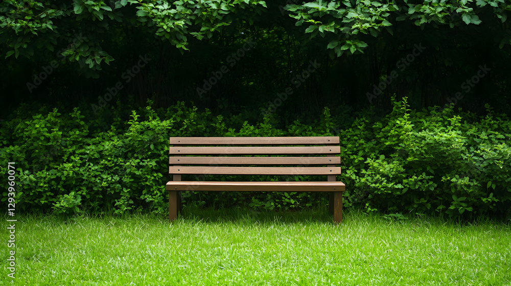 Park Bench Surrounded by Lush Greenery in a Centered Composition
Park Bench Surrounded by Lush Greenery in a Centered Composition
