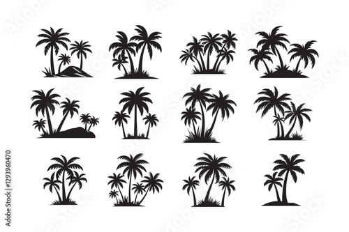 Palm tree bundle set Vector illustration