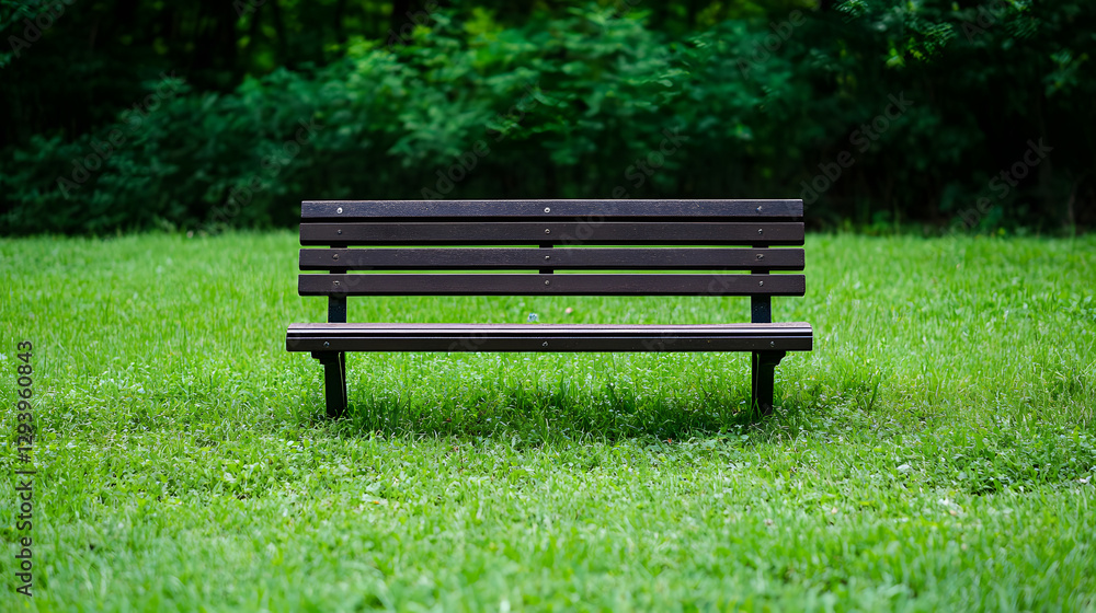 Park Bench Surrounded by Lush Greenery in a Centered Composition
Park Bench Surrounded by Lush Greenery in a Centered Composition