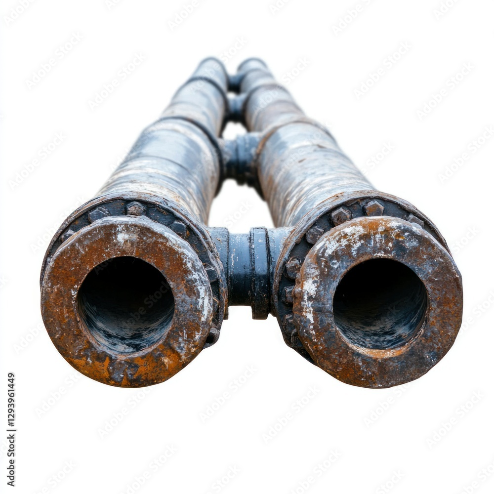Professional image of an insulated oil pipeline with a seamless white background, perfect for branding, packaging, and advertising, emphasizing its advanced thermal coating.