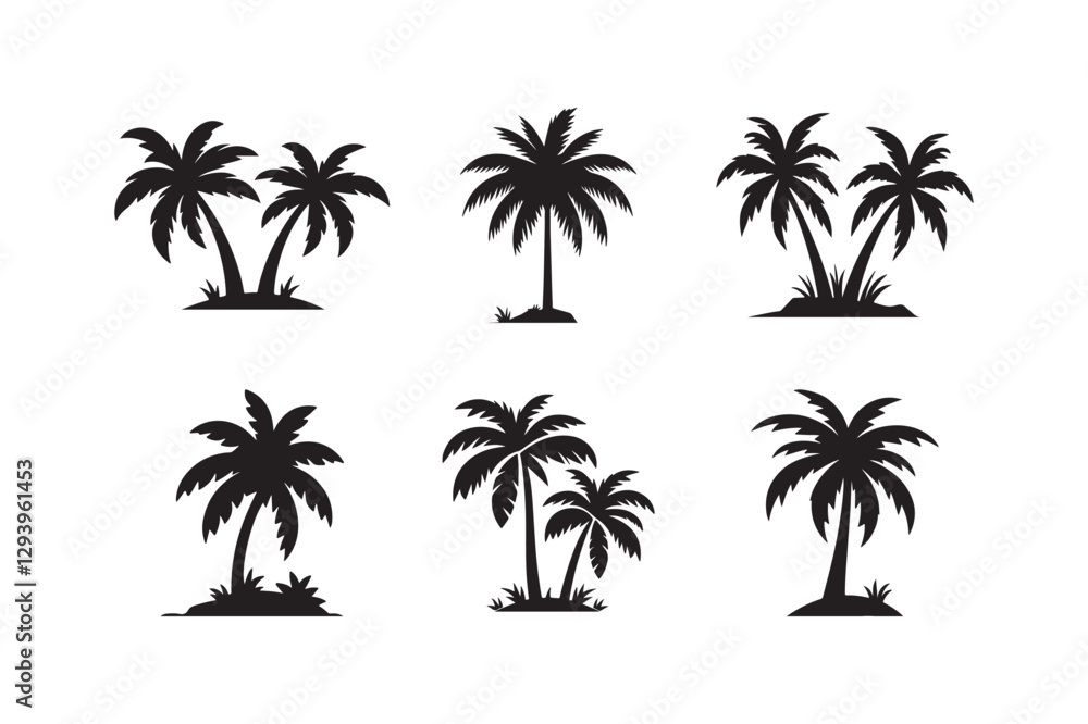 Obraz premium Palm tree bundle set Vector illustration