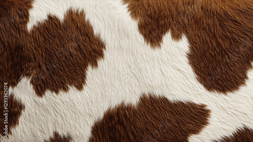 Cow print background with organic brown and white patches on natural cowhide
