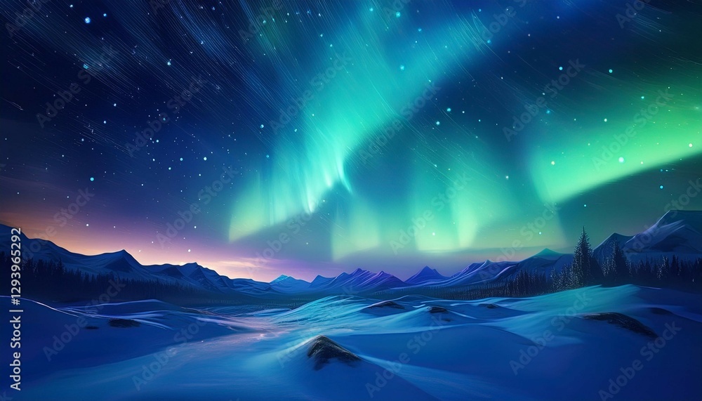 Fototapeta premium aurora borealis green and blue night sky wallpaper