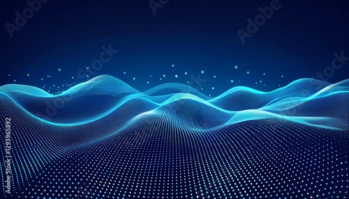 abstract blue background with digital waves and dots