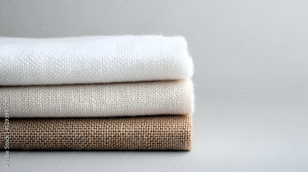 Stack of Neutral Colored Fabrics Showing Fine Texture Stack of Neutral Colored Fabrics Showing Fine Texture