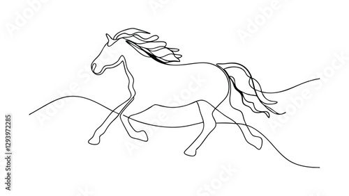 Elegant SingleLine Drawing of a Galloping Horse in Motion