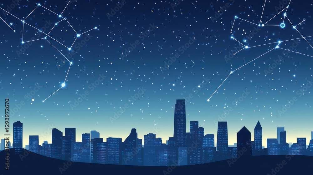 City Skyline at Night with Constellations (1) City Skyline at Night with Constellations (1)