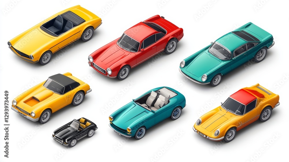 A set of icons for games. Retro Cars. Isolated on a white background A set of icons for games. Retro Cars. Isolated on a white background