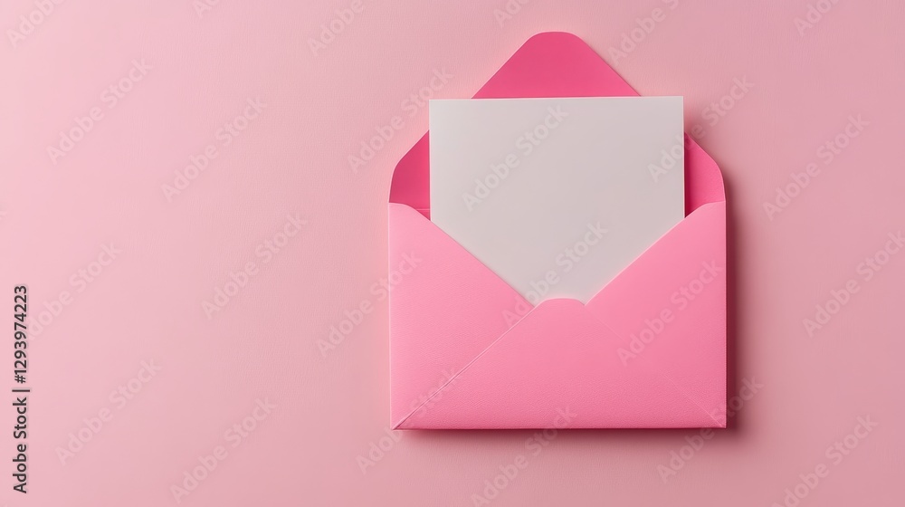 Elegant Pink Envelope with Blank White Paper - Simple and Stylish Design Elegant Pink Envelope with Blank White Paper - Simple and Stylish Design