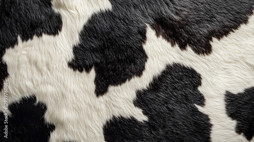 Cow print background with organic black and white patches on natural cowhide
