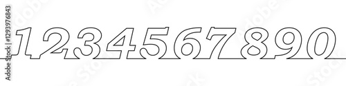 A single line drawing of a number set symbol. One line icon. Continuous line number set icon. Vector illustration.