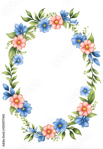 Hand-painted small new plant flower round border decorative pattern