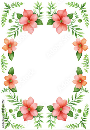 Hand-painted small new green plants flowers leaves decorative border elements