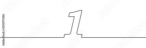A single line drawing of a one symbol. One line icon. Continuous line first number icon. Vector illustration.