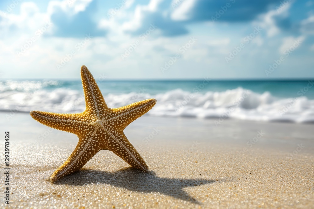 Starfish basking on sun-kissed summer shore. Tropical paradise ideal for vacation, travel enthusiasts, and nature lovers. Perfect for seasonal marketing, tourism, and relaxation imagery Starfish basking on sun-kissed summer shore. Tropical paradise ideal for vacation, travel enthusiasts, and nature lovers. Perfect for seasonal marketing, tourism, and relaxation imagery