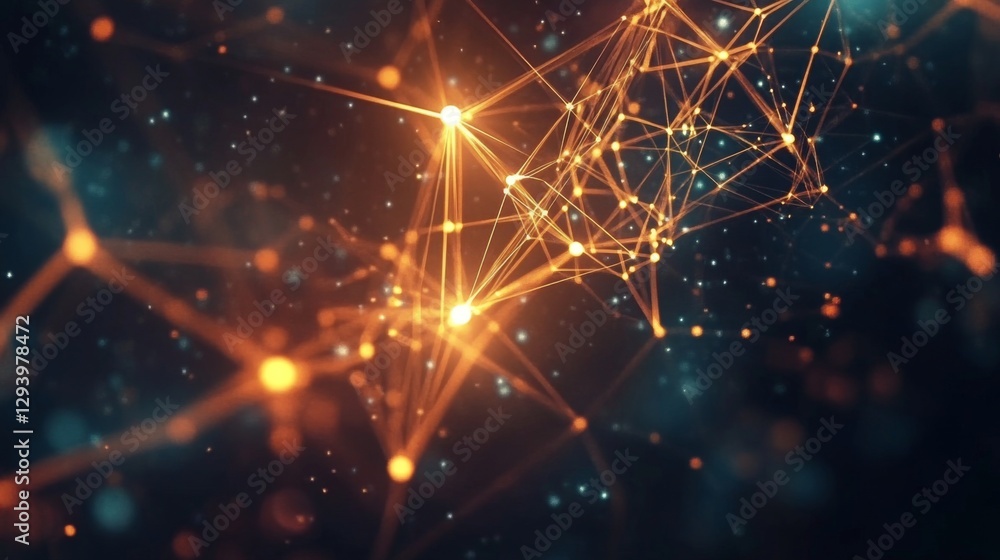 Fototapeta premium Glowing interconnected network of nodes and lines symbolizing open-source collaboration, abstract digital patterns in the background. Technology and innovation concepts.