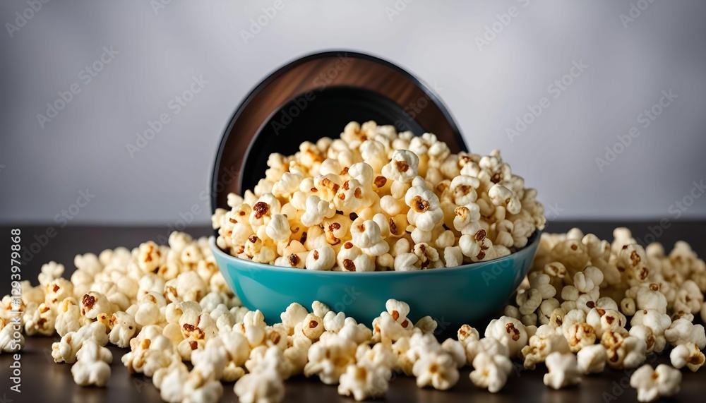 Popcorn in a Blue Bowl Popcorn in a Blue Bowl