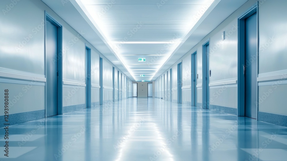 Obraz premium Modern Hotel Corridor with Bright Lighting and Clean Design