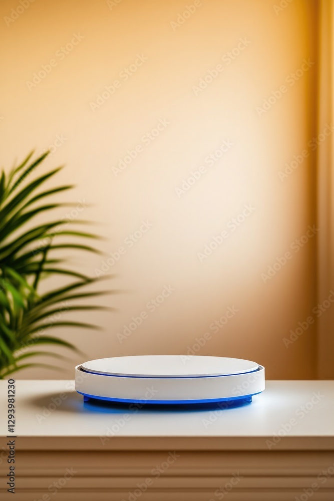 Minimalistic design showcases levitating platform with soft ligh Minimalistic design showcases levitating platform with soft ligh