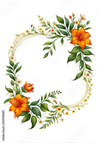 Hand drawn vector plant flower border elements