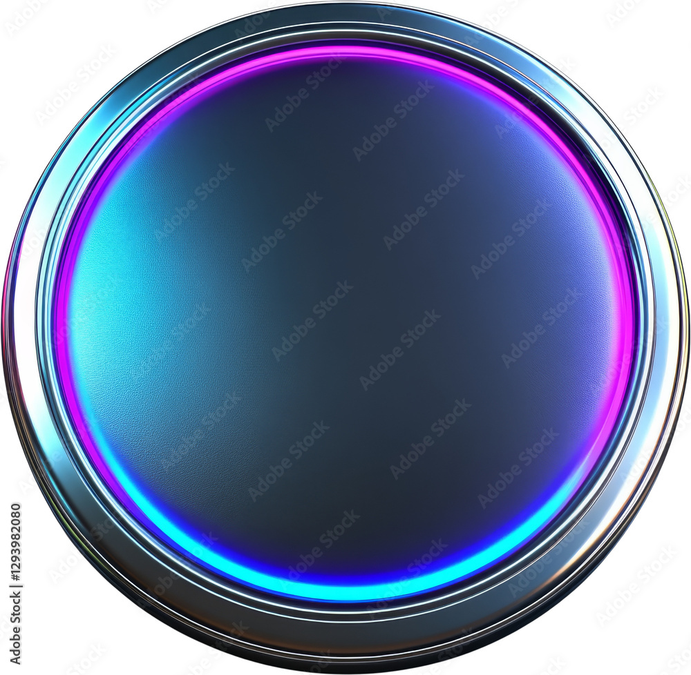 Circular gradient button with neon glow on a transparent background. cut out. Circular gradient button with neon glow on a transparent background. cut out.