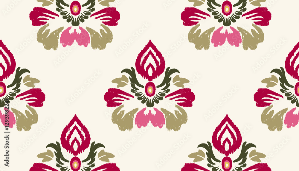 Fototapeta premium geometric ethnic vintage texture vector art design. textile fashion pattern line ikat seamless pattern and batik fabric texture asian background wallpaper geometry indian. Ethnic abstract ikat art .