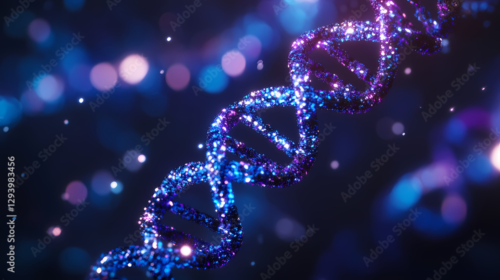 3D rendered DNA structure in glowing colors 3D rendered DNA structure in glowing colors