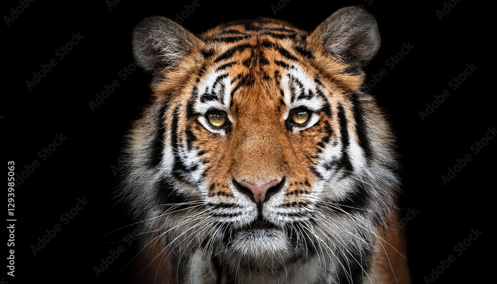 Striking BlackBackdrop Tiger, Majestic Feline Against a Minimalist Backdrop, Capturing Power and Grace with Energetic Vigor. Striking BlackBackdrop Tiger, Majestic Feline Against a Minimalist Backdrop, Capturing Power and Grace with Energetic Vigor.