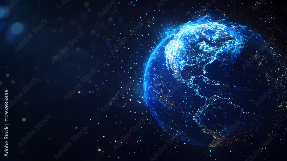 Earth Surrounded by Blue and White Light Spots Earth Surrounded by Blue and White Light Spots
