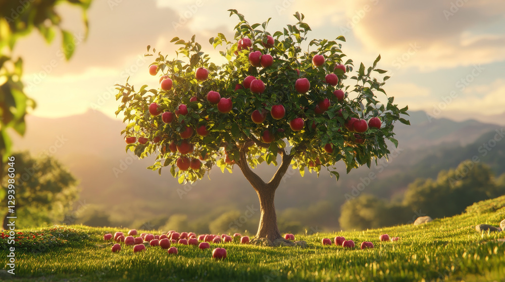 Cartoon apple tree vector illustration Cartoon apple tree vector illustration