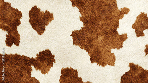 Cow print background with organic brown and white patches on natural cowhide