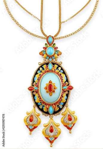 Hand-painted style jewelry necklace design elements