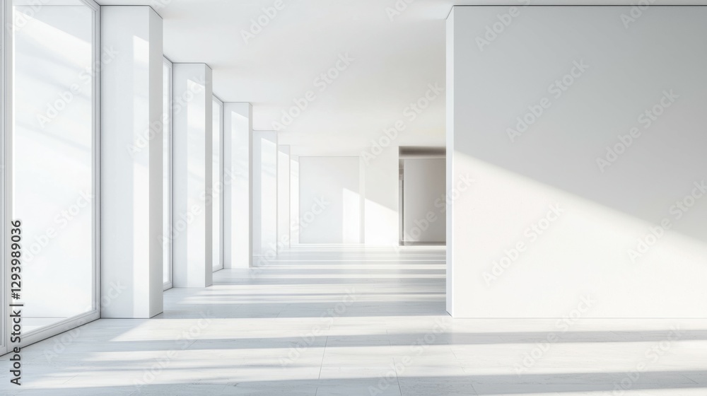 Fototapeta premium Modern Spacious Interior with Abundant Natural Light and Clean Lines